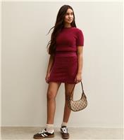 Girls' Dark Burgundy Fluffy Knit Top New Look