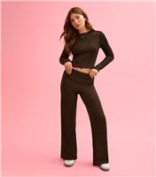 Girls' Brown Soft Touch Wide Leg Trousers New Look