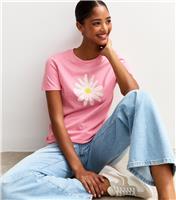 Women's Pink Daisy Print T-Shirt New Look