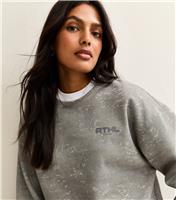 Women's Grey Camo Print Logo Sweatshirt New Look