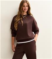 Women's Brown Relaxed Fit Crew Neck Sweatshirt New Look