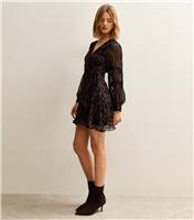 Women's Brown Animal Print Wrap Mini Dress New Look