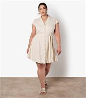 Women's Curve Stone Belted Mini Shirt Dress Apricot New Look