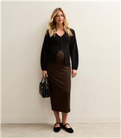 Women's Maternity Leopard Print Jacquard Midi Skirt New Look