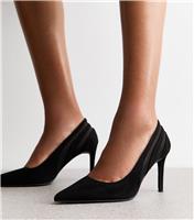 Women's Black Panelled Mesh and Faux Suede Court Shoes Vegan New Look