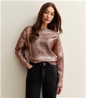 Women's Bronze Foil Print Jumper New Look