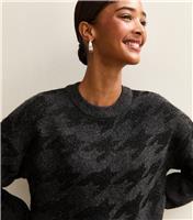 Women's Grey Sparkle Houndstooth Knitted Jumper New Look