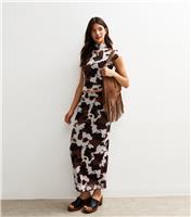 Women's Brown Cow Print Mesh Midi Skirt New Look