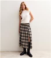 Women's Black Check Slit Hem Midi Skirt New Look