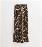Women's Tall Brown Leopard Print Satin Midi Skirt New Look