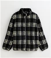 Women's Plus Size Black Check Print Borg Jacket Curves New Look