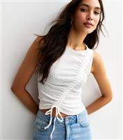 Women's White Textured Jersey Asymmetric Ruched Top New Look