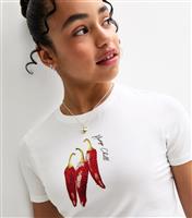 Girls' White Always Chill Embellished Chilli T-Shirt New Look