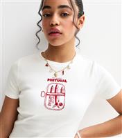Girls' White Sardines Print Ribbed T-Shirt New Look