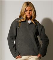Women's Grey Fleece Back Faux Shearling Quarter Zip Jumper South Beach New Look