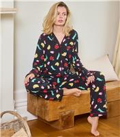 Women's Black New York Print Pyjama Set Loungeable New Look