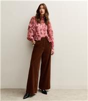 Women's Brown Corduroy Wide Leg Trousers New Look