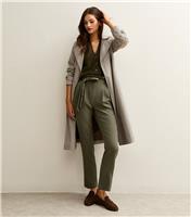 Women's Tall Khaki Paperbag Waist Trousers New Look