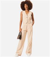 Women's Stone Pleated Tailored Trousers Gini London New Look