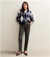 Women's Grey Twill High Waist Straight Leg Trousers New Look