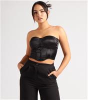 Women's Black Satin Corset Top Urban Bliss New Look
