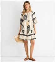 Women's Cream Abstract Print Flared Mini Dress Gini London New Look