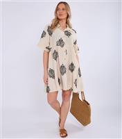 Women's Cream Embroidered Smock Mini Shirt Dress Gini London New Look