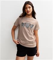 Women's Brown Heart Print T-Shirt New Look