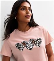 Women's Pale Pink Patterned Heart Print T-Shirt New Look