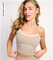 Women's by Zara McDermott Brown Contrast Trim Crop Top Rise New Look