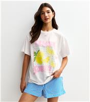 Women's White Lemon Squeeze Print Oversized Fit T-Shirt New Look
