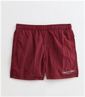 Men's Red Crinkle Embroidered Swim Shorts Jack & Jones New Look