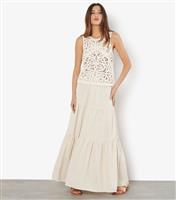 Women's Cream Crochet Vest Apricot New Look