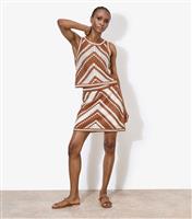 Women's Brown Chevron Crochet Top Apricot New Look
