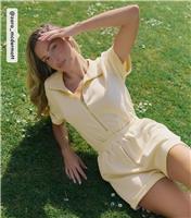 Women's by Zara McDermott Light Yellow Scuba Zip Playsuit Rise New Look