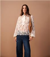 Women's White Floral Lace Pussybow Blouse New Look