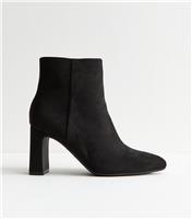 Women's Black Faux Suede Almond Toe Ankle Boots New Look