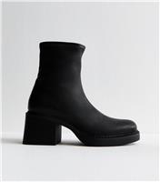 Women's Black Chunky Block Heel Ankle Boots New Look