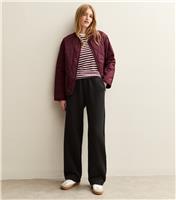 Women's Black Tapered Wide Leg Joggers New Look