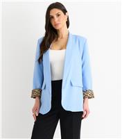 Women's Blue Contrast Trim Blazer Gini London New Look