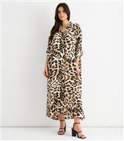 Women's Brown Animal Print Shirt Dress Gini London New Look