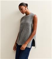 Women's Mid Grey Ribbed Crew Neck Vest New Look
