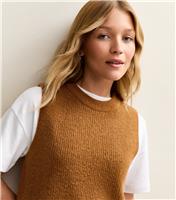 Women's Tan Ribbed Crew Neck Vest New Look