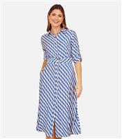 Women's Blue Swirl Print Shirt Dress Yumi New Look