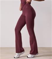 Women's Plush Burgundy Logo Waist Flared Leggings Gym King New Look