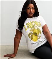Women's Plus Size White Lemon Print T-Shirt Curves New Look