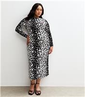 Women's Plus Size Black Abstract Print Jersey Midi Dress Curves New Look