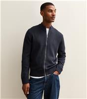 Men's Navy Regular Zip Up Jumper New Look