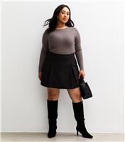 Women's Plus Size Black Pleated Skort Curves New Look