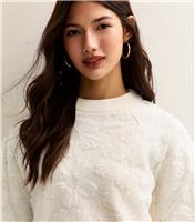 Women's Cream Sequin Flower Crew Neck Jumper New Look